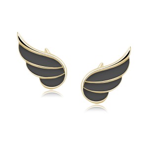 Cercei argint placati cu aur galben aripi cu email negru DiAmanti Z1679EG_B-DIA (Argint 925‰ 1,5 g.)